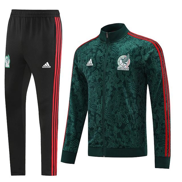 AAA Quality Mexico 22/23 Tracksuit - Dark Green/Red